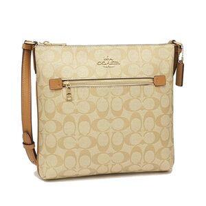 Coach C1554 Rowan File Bag Beige Tan Signature Canvas Bag Like New